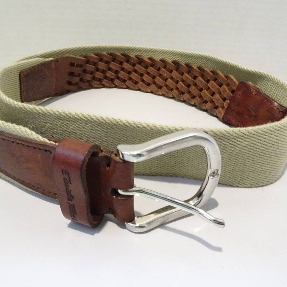 Emidio Tucci Brown Leather Braided Woven Belt Size 40